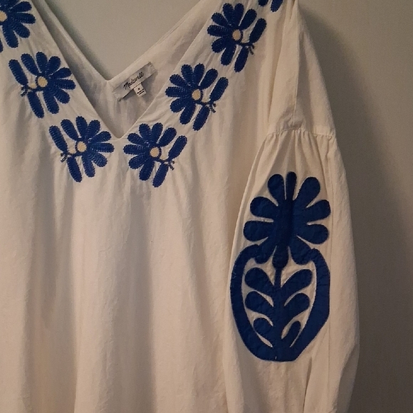 Madewell White Dress with Blue Floral Accents - Picture 4 of 15
